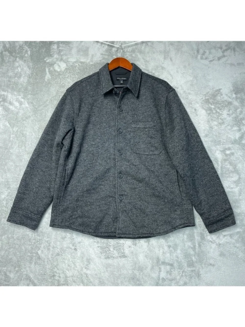 Banana Republic Men's M  Gray Herringbone Button-Up Shirt Jacket e1493